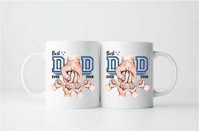 Tasse Best Dad Ever - vier Kinderhände